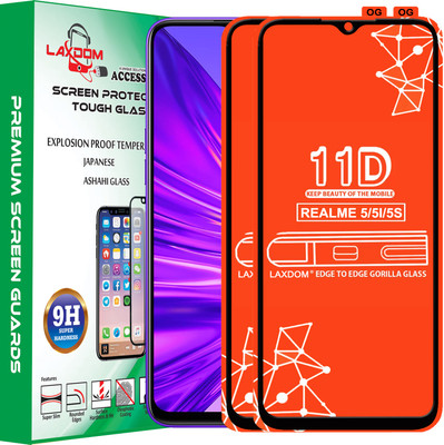 Laxdom Edge To Edge Tempered Glass for REALME 5S(Pack of 2)
