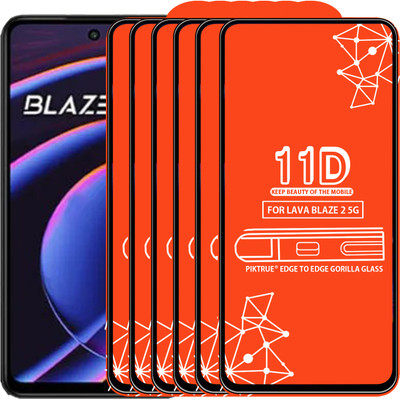 PikTrue Edge To Edge Tempered Glass for LAVA BLAZE 2 5G(Pack of 6)