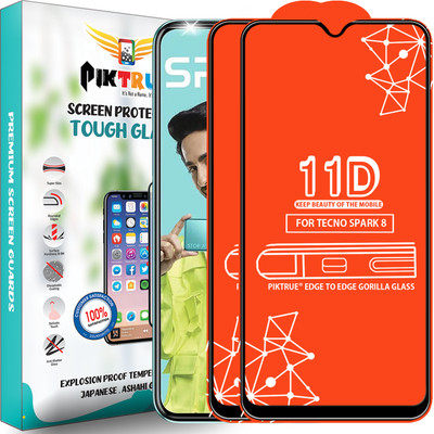 PikTrue Edge To Edge Tempered Glass for Tecno Spark 8(Pack of 2)