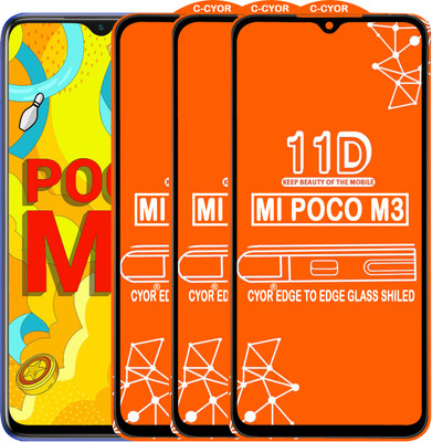 CYOR Edge To Edge Tempered Glass for REDMI POCO M3(Pack of 3)