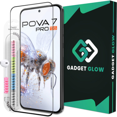 Gadget Glow Edge To Edge Tempered Glass for Tecno Pova 7 Pro 5G, Pova 7 Pro, OG Tempered Glass with Cable Protector(Pack of 1)