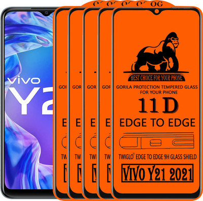 TWIGLO Edge To Edge Tempered Glass for VIVO Y21 2021(Pack of 5)