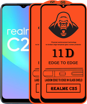Laxdom Edge To Edge Tempered Glass for REALME C25(Pack of 2)