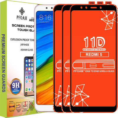 PFOAM Edge To Edge Tempered Glass for Mi Redmi 5(Pack of 3)