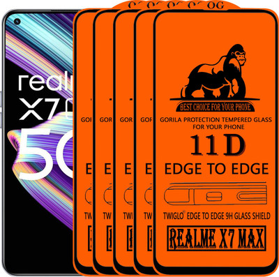 TWIGLO Edge To Edge Tempered Glass for REALME X7 MAX(Pack of 5)