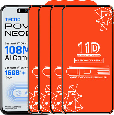 Qyist Edge To Edge Tempered Glass for TECNO POVA 6 NEO 5G(Pack of 4)