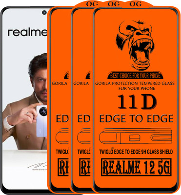 TWIGLO Edge To Edge Tempered Glass for REALME 12 5G(Pack of 3)
