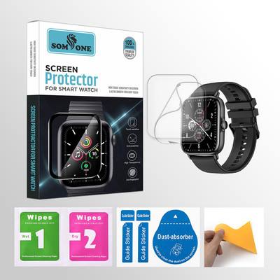 SOMTONE Edge To Edge Tempered Glass for Maxima Max Pro Bold 1.81 inch Smartwatch 2 PROTECTOR + 2 WIPES + 2 DUST REMOVAL STICKER + 1 WIPER(Pack of 2)