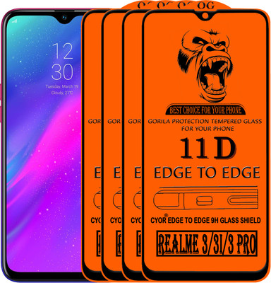CYOR Edge To Edge Tempered Glass for REALME 3 PRO(Pack of 4)