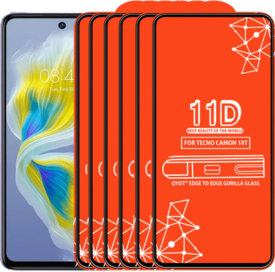 Qyist Edge To Edge Tempered Glass for Tecno Camon 18T(Pack of 6)