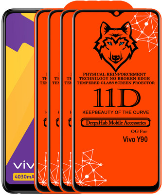 DeepzHub Edge To Edge Tempered Glass for Vivo Y90(Pack of 4)