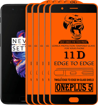TWIGLO Edge To Edge Tempered Glass for OnePlus 5(Pack of 5)