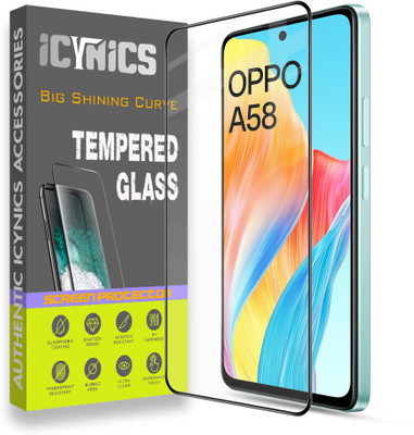 ICYNICS Edge To Edge Tempered Glass for Oppo A58, Anti-Fingerprint, Waterproof, Oil-resistant, Bubble-Free, Anti-Static with Full Screen Coverage & Easy Installation(Pack of 1)