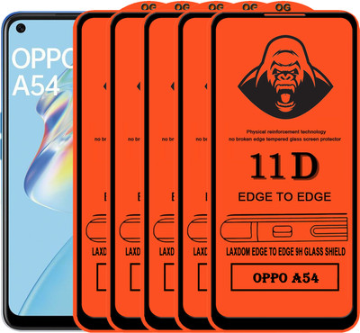 Laxdom Edge To Edge Tempered Glass for OPPO A54(Pack of 5)