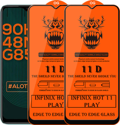 Forego Edge To Edge Tempered Glass for Infinix Hot 11 Play(Pack of 2)