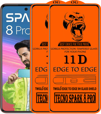 TWIGLO Edge To Edge Tempered Glass for TECNO SPARK 8 PRO(Pack of 3)