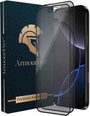 ArmourPro Edge To Edge Tempered Glass for iPhone 16, Apple iPhone 16, 16, Matte Finish Glass(Pack of 2)