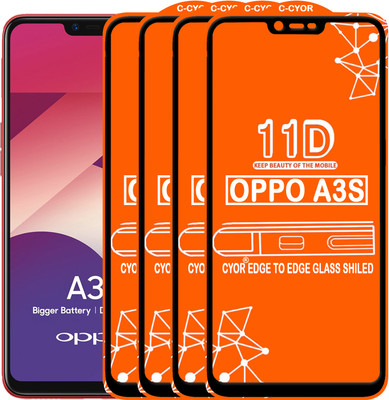 CYOR Edge To Edge Tempered Glass for Oppo A3s(Pack of 4)