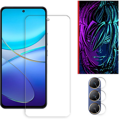 ARBAN Edge To Edge Tempered Glass for vivo V30 Lite 4G Tempered Glass Screen Protector | Anti-Scratch | Edge to Edge Full Coverage | 9H Hardness (1 FRONT SCREEN GUARD + 1 CAMERA LENS PROTECTOR + 1 FREE BACK EMBOSSED SKIN002)(Pack of 1)