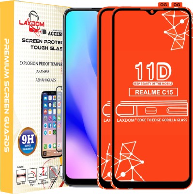 Laxdom Edge To Edge Tempered Glass for REALME C15(Pack of 2)