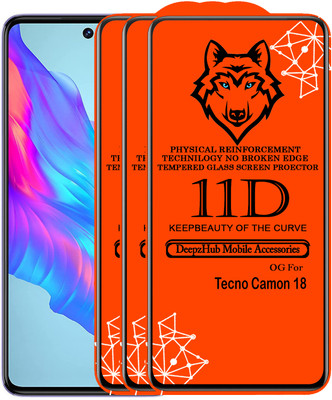 DeepzHub Edge To Edge Tempered Glass for Tecno Camon 18(Pack of 3)