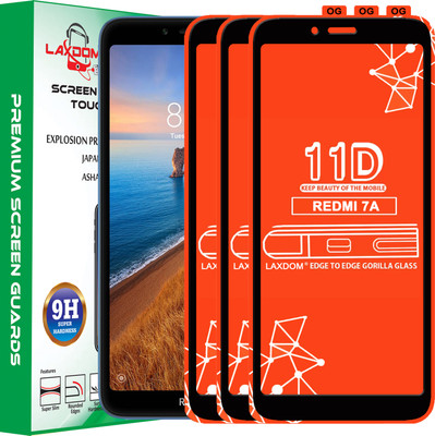 Laxdom Edge To Edge Tempered Glass for REDMI 7A(Pack of 3)