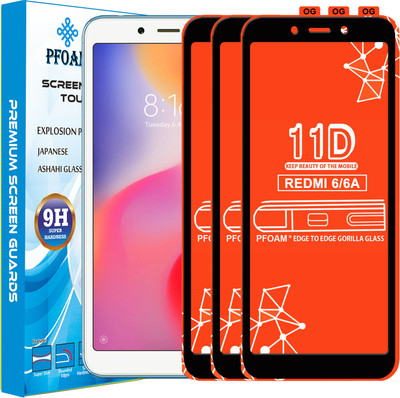 PFOAM Edge To Edge Tempered Glass for Mi Redmi 6A(Pack of 3)