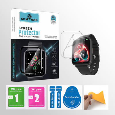 SOMTONE Edge To Edge Tempered Glass for beatXP Unbound NEO 1.8 inch Smartwatch 2 PROTECTOR + 2 WIPES + 2 DUST REMOVAL STICKER + 1 WIPER(Pack of 2)