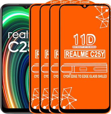 CYOR Edge To Edge Tempered Glass for REALME C25Y(Pack of 4)