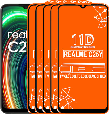 TWIGLO Edge To Edge Tempered Glass for REALME C25Y(Pack of 5)