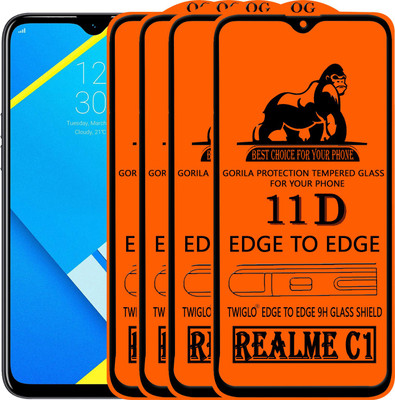 TWIGLO Edge To Edge Tempered Glass for Realme C1(Pack of 4)