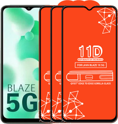 Qyist Edge To Edge Tempered Glass for LAVA BLAZE 1X 5G(Pack of 3)