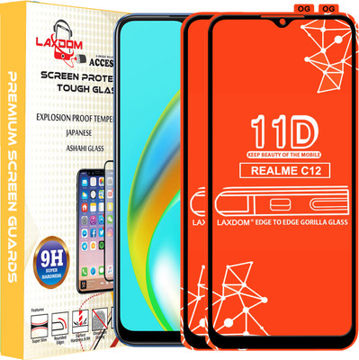 Laxdom Edge To Edge Tempered Glass for REALME C12(Pack of 2)