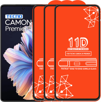 PikTrue Edge To Edge Tempered Glass for TECNO CAMON 20 PREMIER(Pack of 3)