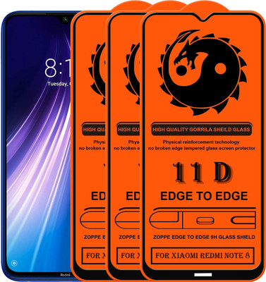 NaturalBuy Edge To Edge Tempered Glass for Xiaomi Redmi Note 8 -11D - Full Coverage Glass 11D Edge to Edge Tempered Glass Full Coverage Glass-11D(Pack of 3)