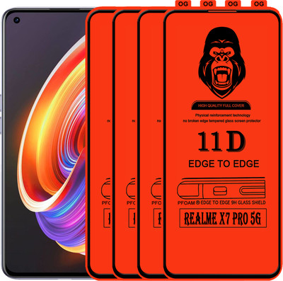 Laxdom Edge To Edge Tempered Glass for REALME X7 PRO 5G(Pack of 4)