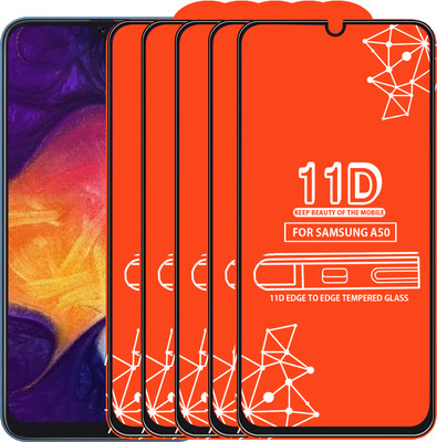 Qyist Edge To Edge Tempered Glass for Samsung Galaxy A50(Pack of 5)