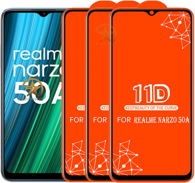 SEVEN7STAR Edge To Edge Tempered Glass for Realme Narzo 50A(Pack of 3)