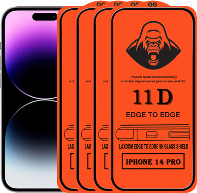 Laxdom Edge To Edge Tempered Glass for APPLE IPHONE 14 PRO(Pack of 4)