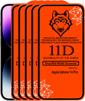 DeepzHub Edge To Edge Tempered Glass for iPhone 14 Pro(Pack of 5)