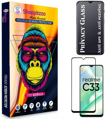 Shoppitzzo Edge To Edge Tempered Glass for realme C33**Privacy-Anti Spy-Anti Peeping**/Millitary Grade Tempered Glass/Full Screen Coverage-Edge to Edge/9H Hardness/With Easy Installation Kit(Pack of 1)