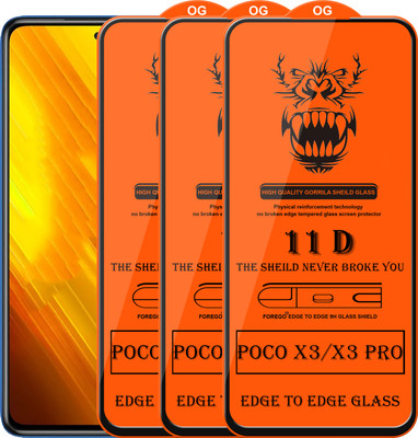 Forego Edge To Edge Tempered Glass for Poco X3 Pro(Pack of 3)