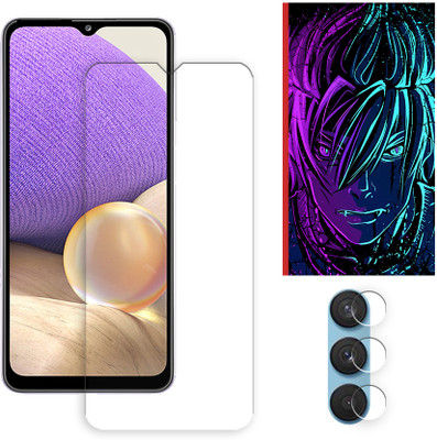 ARBAN Edge To Edge Tempered Glass for Samsung Galaxy A32 5G Tempered Glass Screen Protector | Anti-Scratch | Edge to Edge Full Coverage | 9H Hardness (1 FRONT SCREEN GUARD + 1 CAMERA LENS PROTECTOR + 1 FREE BACK EMBOSSED SKIN002)(Pack of 1)