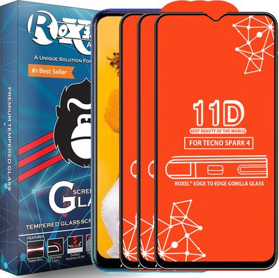 Roxel Edge To Edge Tempered Glass for Tecno Spark 4(Pack of 3)
