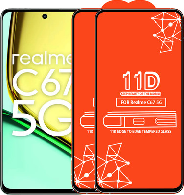 Qyist Edge To Edge Tempered Glass for Realme C67 5G(Pack of 2)