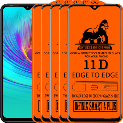 TWIGLO Edge To Edge Tempered Glass for INFINIX SMART 4 PLUS(Pack of 5)