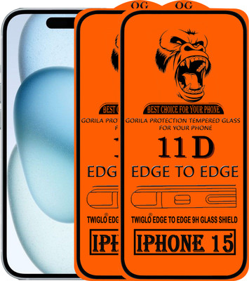 TWIGLO Edge To Edge Tempered Glass for Apple iPhone 15(Pack of 2)