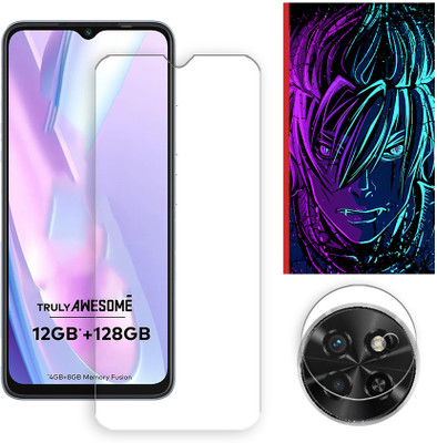 ARBAN Edge To Edge Tempered Glass for itel S23 4G Tempered Glass Screen Protector | Anti-Scratch | Edge to Edge Full Coverage | 9H Hardness (1 FRONT SCREEN GUARD + 1 CAMERA LENS PROTECTOR + 1 FREE BACK EMBOSSED SKIN002)(Pack of 1)