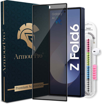 ArmourPro Edge To Edge Tempered Glass for Samsung ZFold 6 5G, Samsung Galaxy ZFold 6 5G, Samsung Z Fold6, Privacy Anti Spy Protection Glass with Cable Protector(Pack of 1)