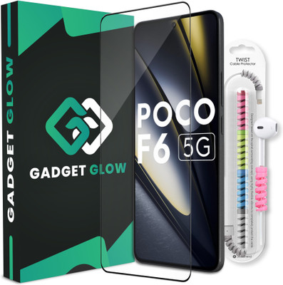Gadget Glow Edge To Edge Tempered Glass for Poco F6 5G, Poco F6, F6 5G, F6, OG Tempered Glass with Cable Protector(Pack of 1)